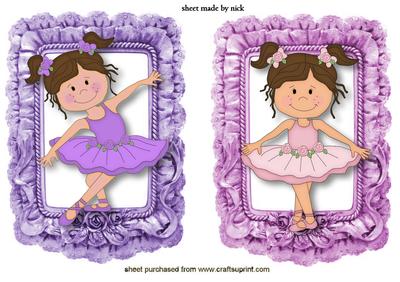 Two Little Ballerina Toppers in Frilly Frames