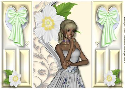 Pretty Lady with Big White Flower, Gatefold