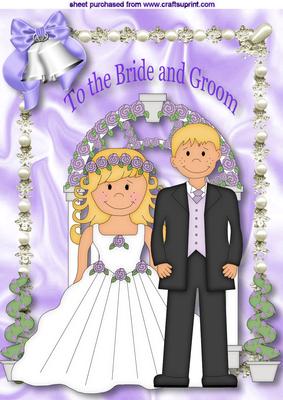 Bride & Groom with Wedding Bells A4