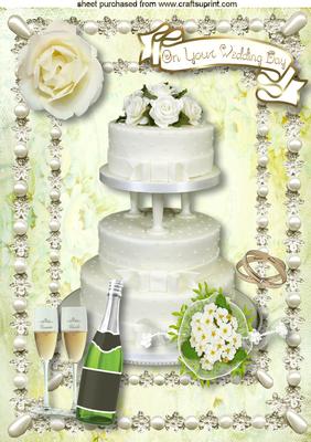 Beautiful Lemon & White Wedding Cake in Pearl Frame A4