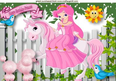 Princess with Her Pet Poodle and Pink Pony, A4