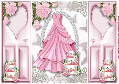 Pink Party Dress, Pink Rose, & Cake, Gatefold
