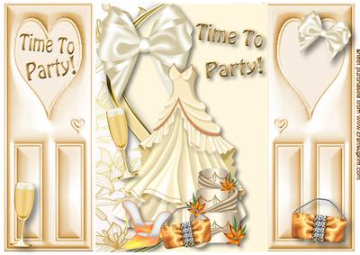 Time to Party! Pretty Cream Dress with Champers, Gatefold