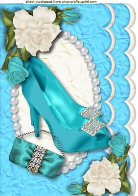 Turquiose Diamond Shoe, with Roses A4