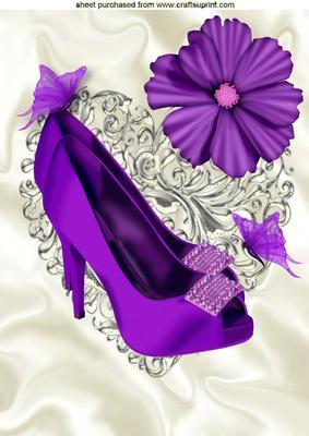 Pretty Diamond Purple Shoes on a Silver Heart A4