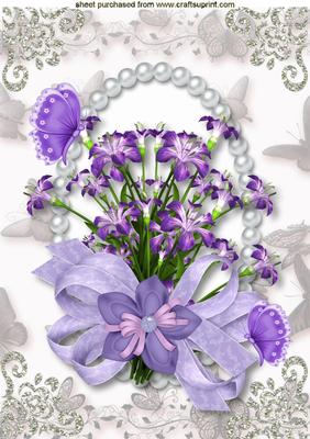 Lilac Flowers in Pearl Frame A4