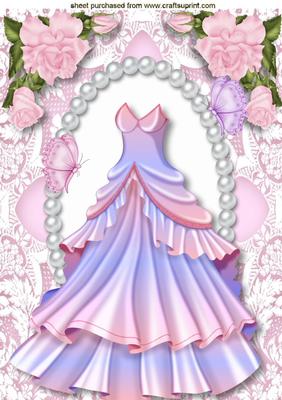 Pretty Lilac & Pink Party Dress with Butterflies A4