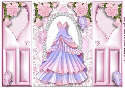 Pretty Lilac and Pink Dress with Butterflies Gatefold