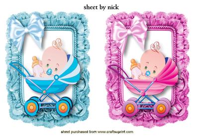 Blue for a Boy, Pink for a Girl in Frill Frame, Toppers