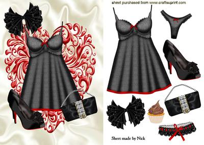Sexy Black Lingerie on a Red Heart