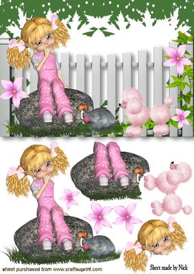 Little Kiki in Pink with Pink Poodle