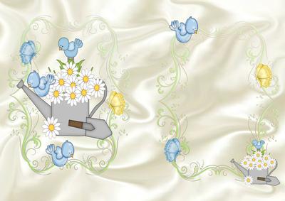 Little Bluebird with Daisies in a Watering Can A5 Insert