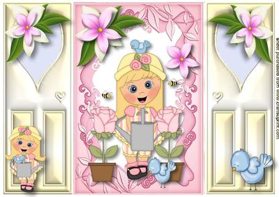 How Sweet is My Garden with Pink Roses, Gatefold