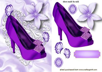 Purple Diamond Shoe, with Butterflies