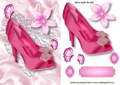 Pink Diamond Shoes, with Butterflies
