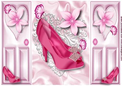 Pink Diamond Shoes, with Butterflies, Gatefold