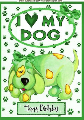Cute Little Cartoon Dog in Green, A4