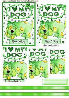 Cute Little Cartoon Dog in Green, Pyramids