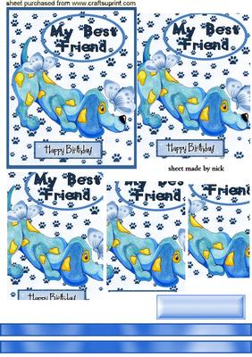 Cute Little Cartoon Dog in Blue, Pyramids