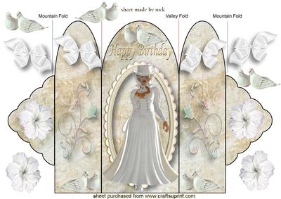 Elegant Victorian Lady in Brown/cream Gown, Trifold