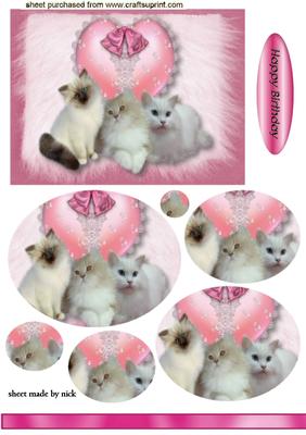 Fluffy Kitties on a Lace Heart, Oval Pyramids