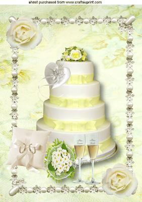 Lemon Wedding Cake with Cushion & Wedding Rings A4