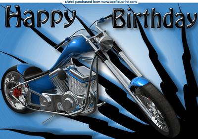 Blue Chopper Bike on Abstract Blue A4