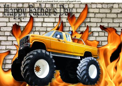 Monster Yellow Truck with Flames for Father's Day A4