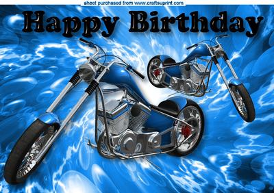 Blue Motor Bike on Blue Abstract Background A4
