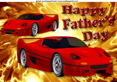 Red Sports Car on Gold Effect Background A4