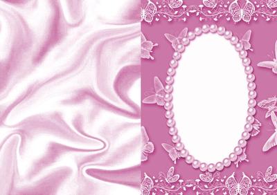 Elegant A5 Insert in Cerise with Pearls and Butterflies