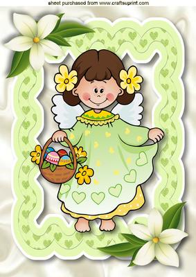 Sweet Little Angel in Green Frame A4
