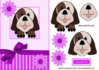 Little Puppy in a Big Pink Bow Frame