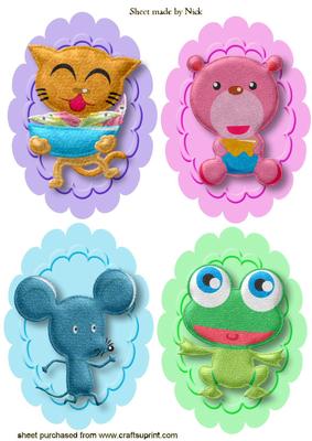 Cute Felt Animal Toppers in Frames