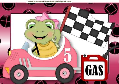 Cute Turtle Girl in a Racing Car A4