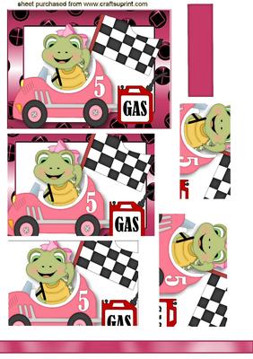 Cute Turtle Girl in Racing Car, Pyramids