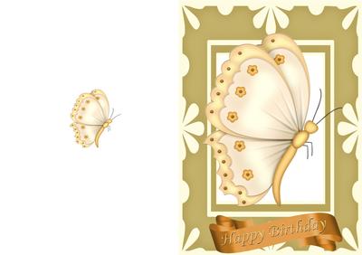A5 Cream and Gold Butterfly in Floral Frame