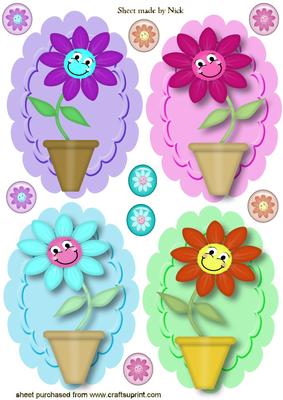 Flowers with Happy Faces Toppers
