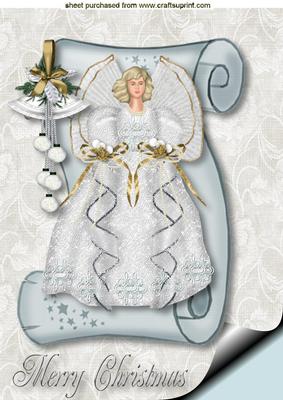 Silver Christmas Angel on a Scroll A4
