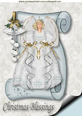 Christmas Blessings Angel in Silver A4