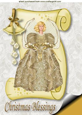 Christmas Blessings Angel in Gold A4