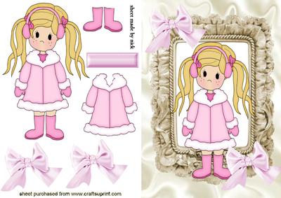 Little Girl in Pink Winter Coat in Frill Frame