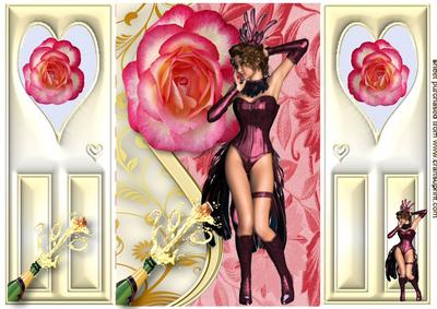 Dancing Lady with Big Pink Rose, Gatefold
