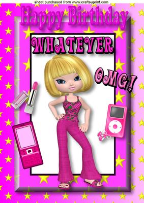 Teenager with Attitude in Pink Star Frame A4
