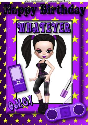 Teenager with Attitude in Purple Star Frame A4