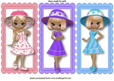 Little Ladies with Hats in Frames, Toppers