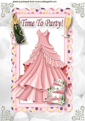 Time to Party! Pink Dress, Cake & Champers A4
