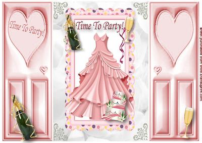 Party Dress in Pink with Cake & Champers, Gatefold