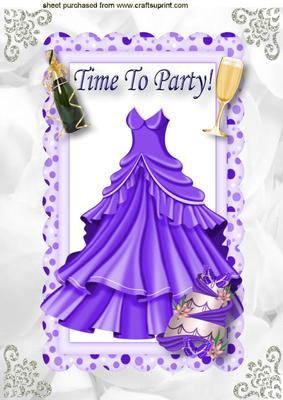 Time to Party! Dress in Purple, Cake & Champers A4
