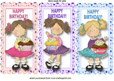 Felt Little Cupcake Girls, Toppers